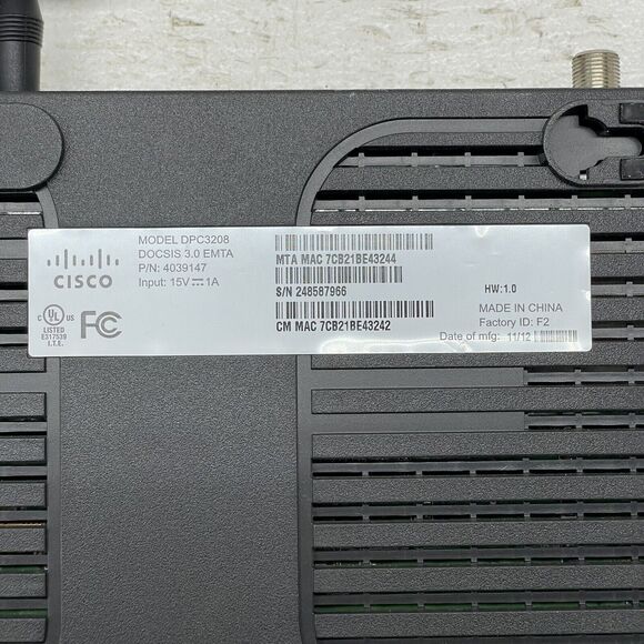 Cisco DPC3208 Black 8x4 DOCSIS 3.0 Gigabit Internet Cable Modem - Picture 6 of 6